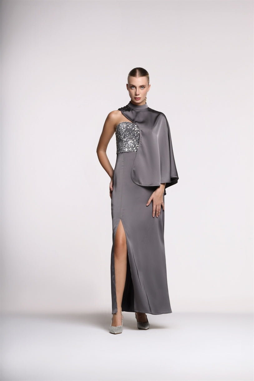 Satin Cape Dress - Femi9 EG