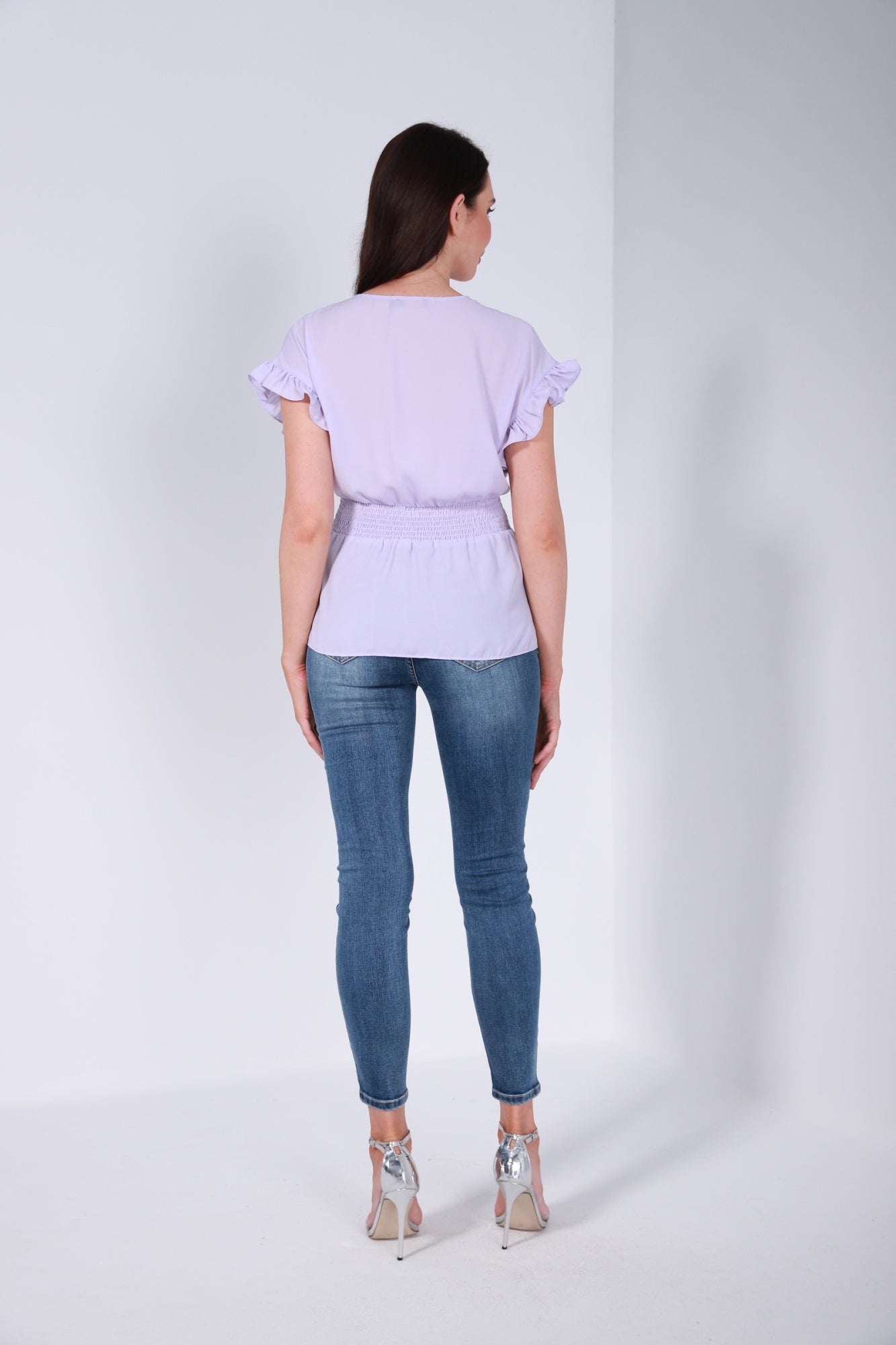 Ruffled Sleeves Top With Belt - Femi9 EG