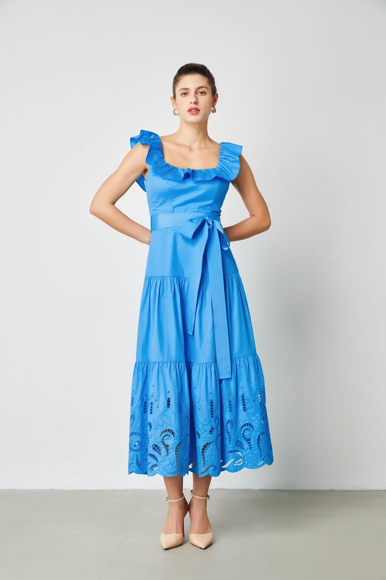 Ruffle Sleeve Midi Dress - Femi9 EG