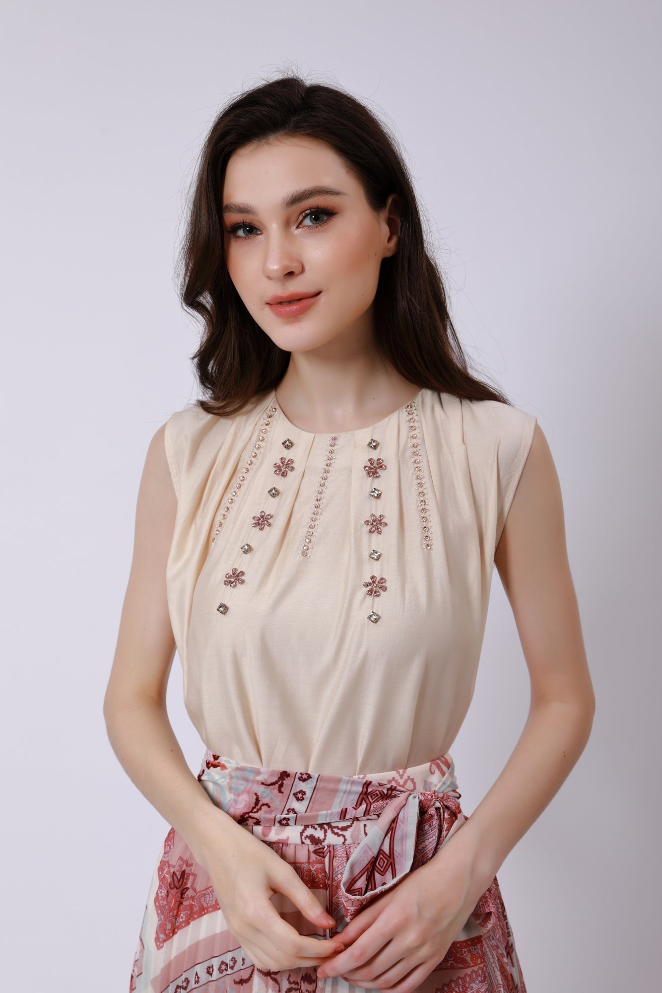 Embellished Sleeveless Top - Femi9 EG