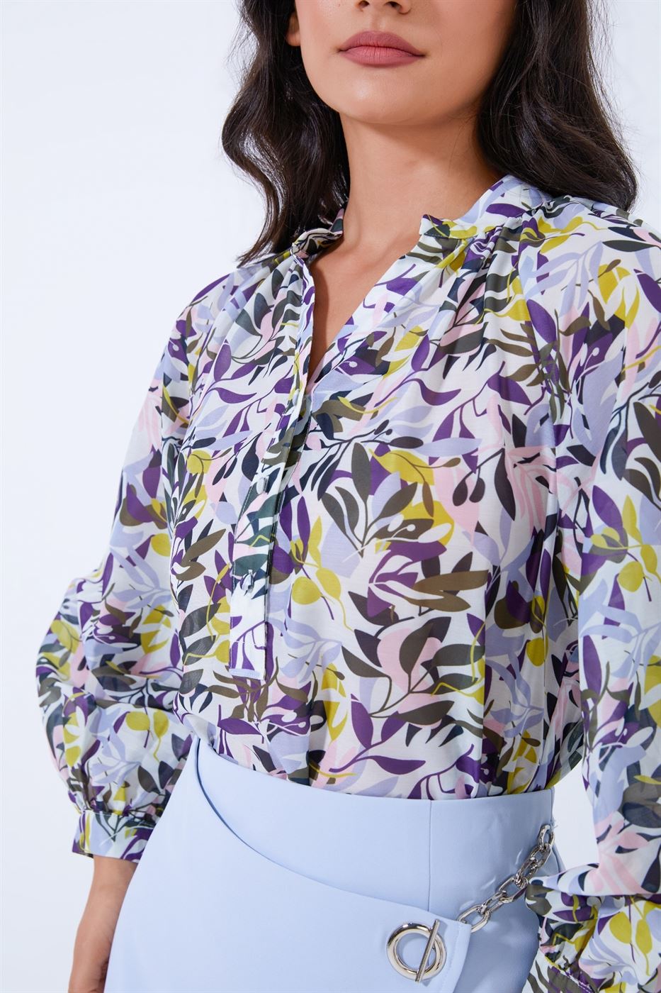 Printed Long Sleeve Blouse - Femi9 EG