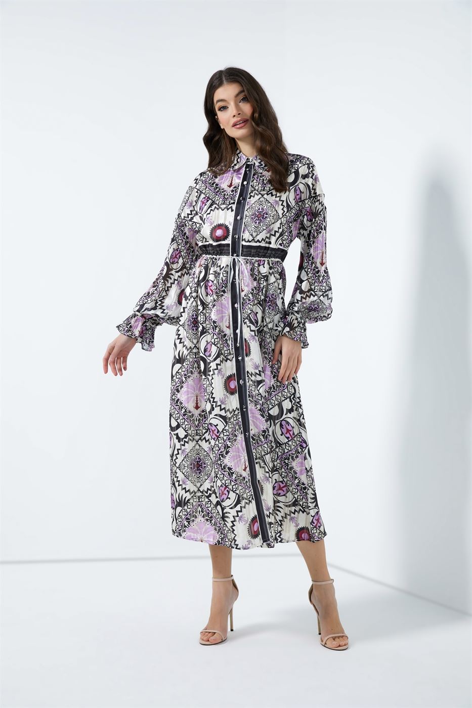Printed Long Sleeve Dress - Femi9 EG