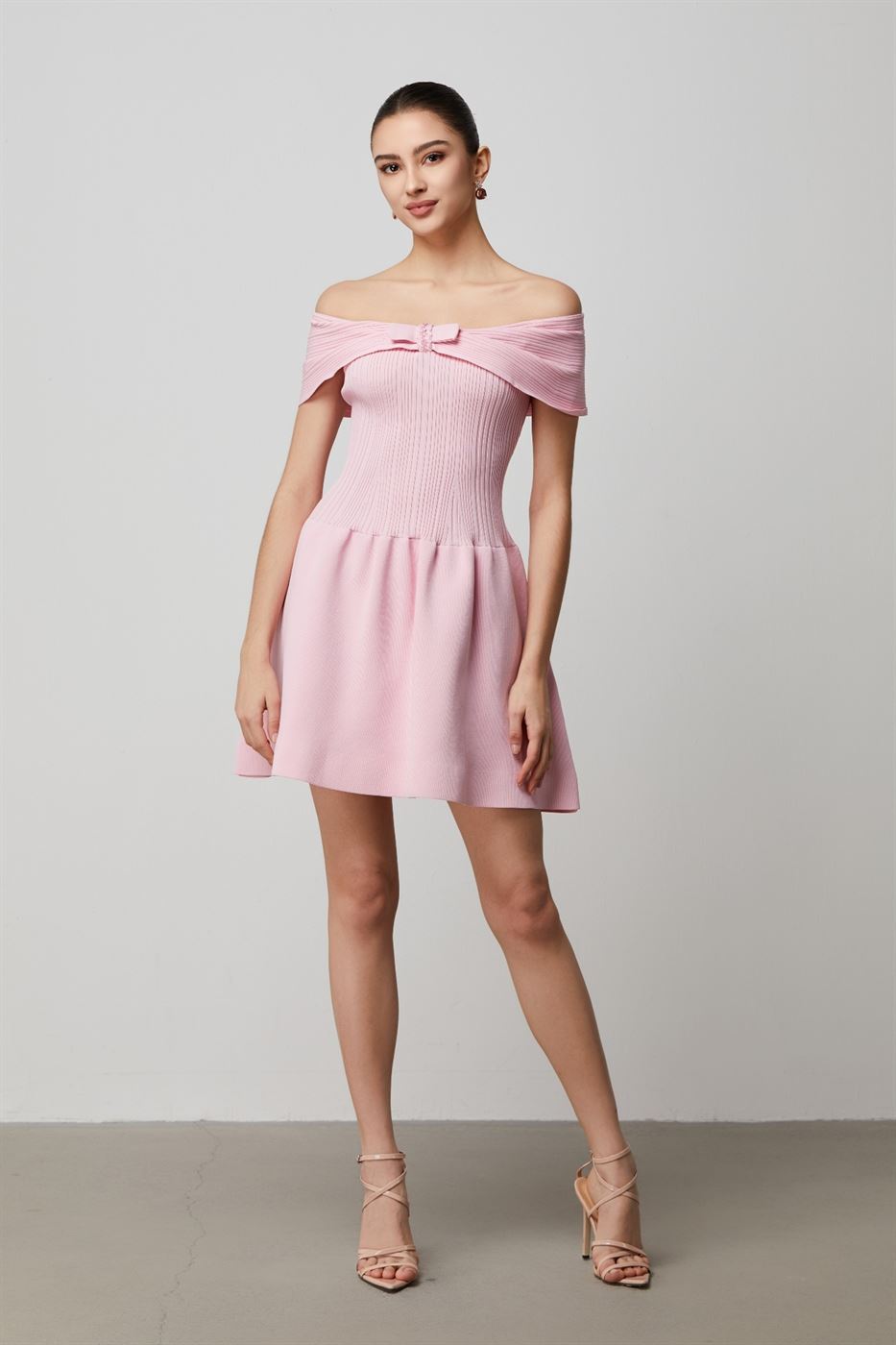 Pink Bow Detail Knitted Dress - Femi9 EG