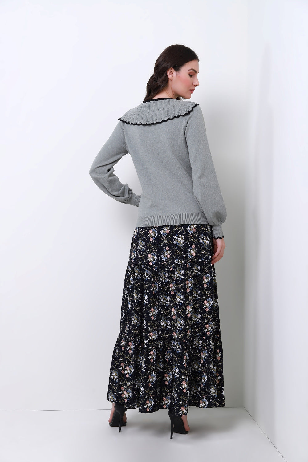 Skirt Navy With Mix Printed - Femi9 EG