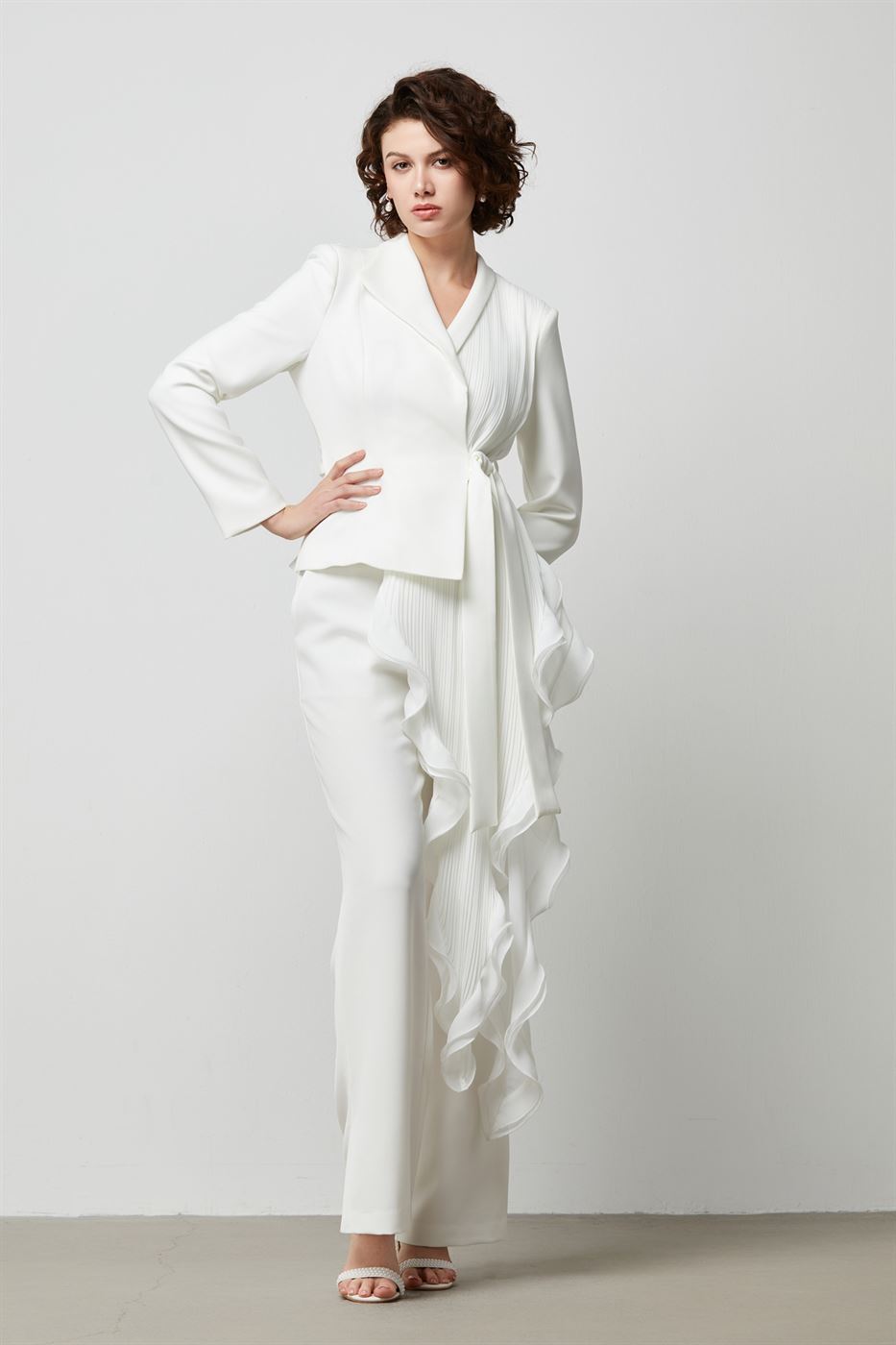 Pleated Chiffon Blazer - Femi9 EG