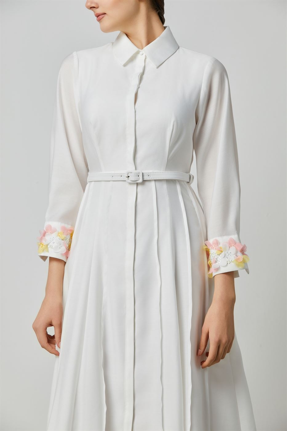 Floral Cuff Belted Midi Dress - Femi9 EG