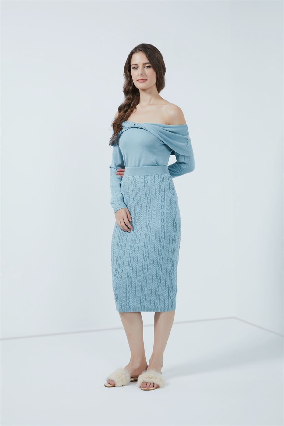Cable Knitted  Pencil Skirt - Femi9 EG