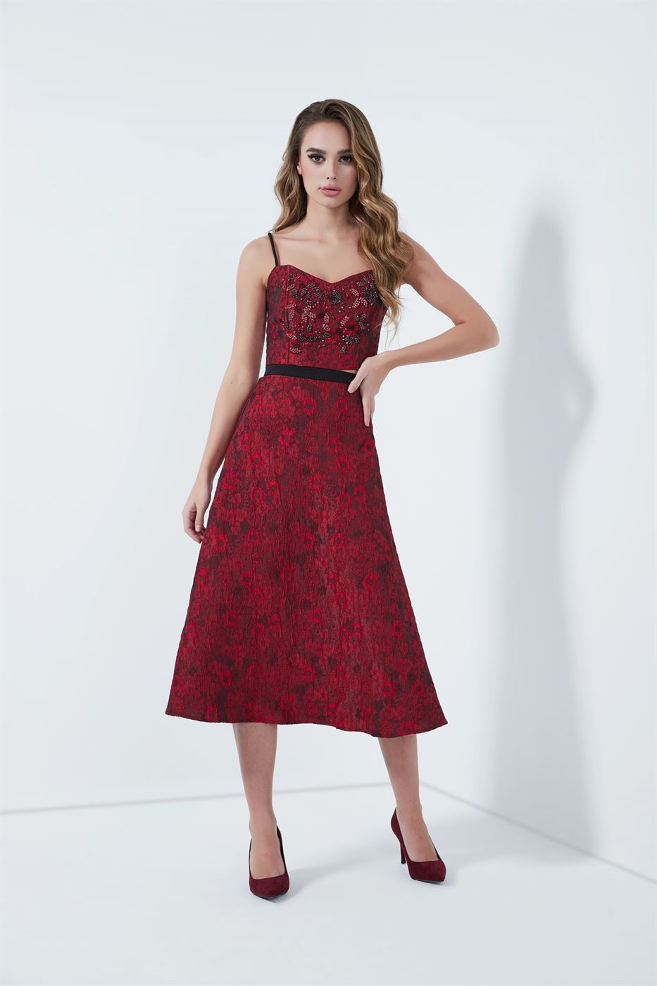 High Waist Jacquard Skirt - Femi9 EG
