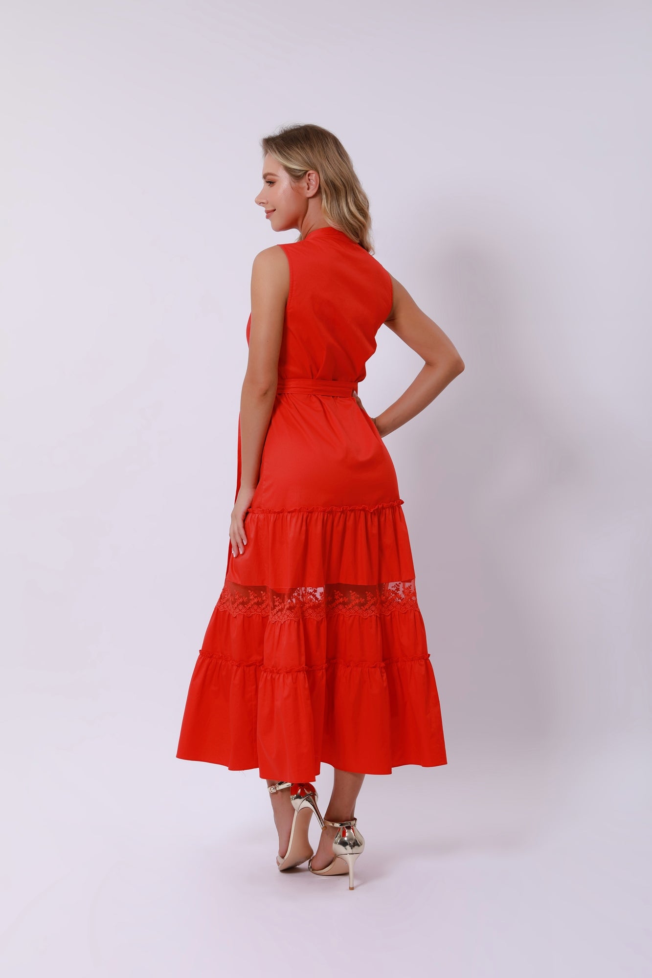 Tiered Tie Belt Dress - Femi9 EG