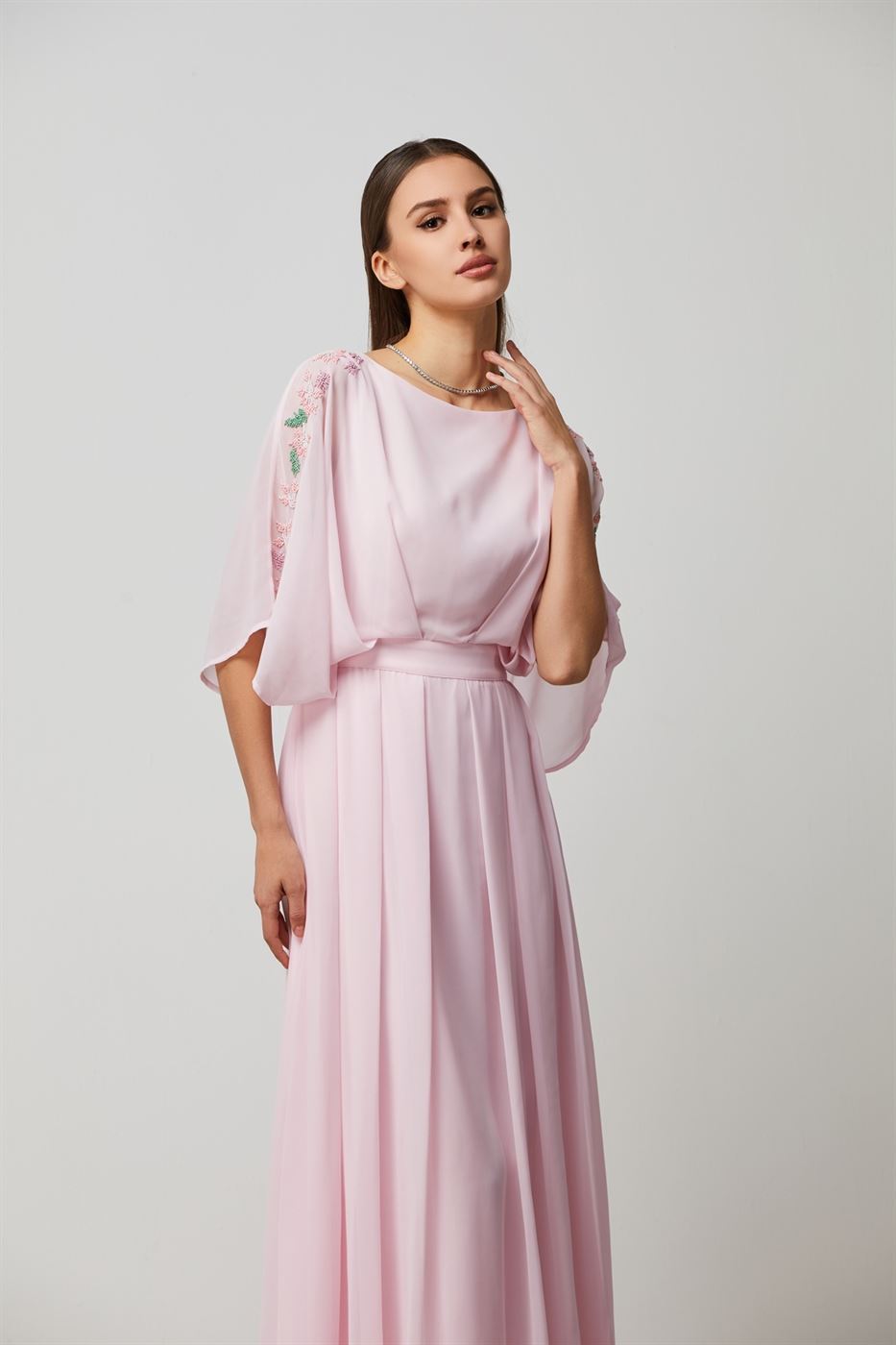 Embordered Sleeves Dress - Femi9 EG