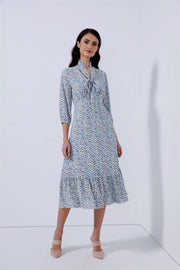 Dress Off White And Blue Mix - Femi9 EG