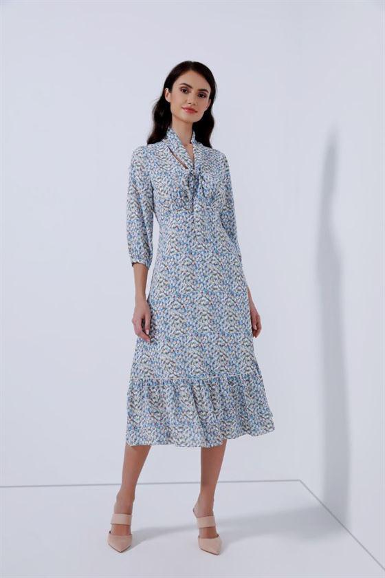 Dress Off White And Blue Mix - Femi9 EG
