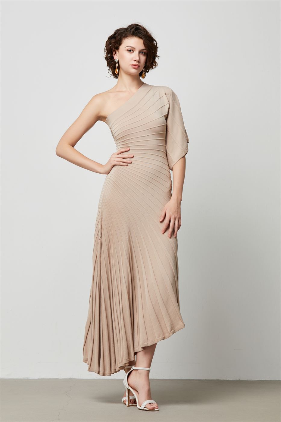 Pleat Detail Knitted Dress - Femi9 EG