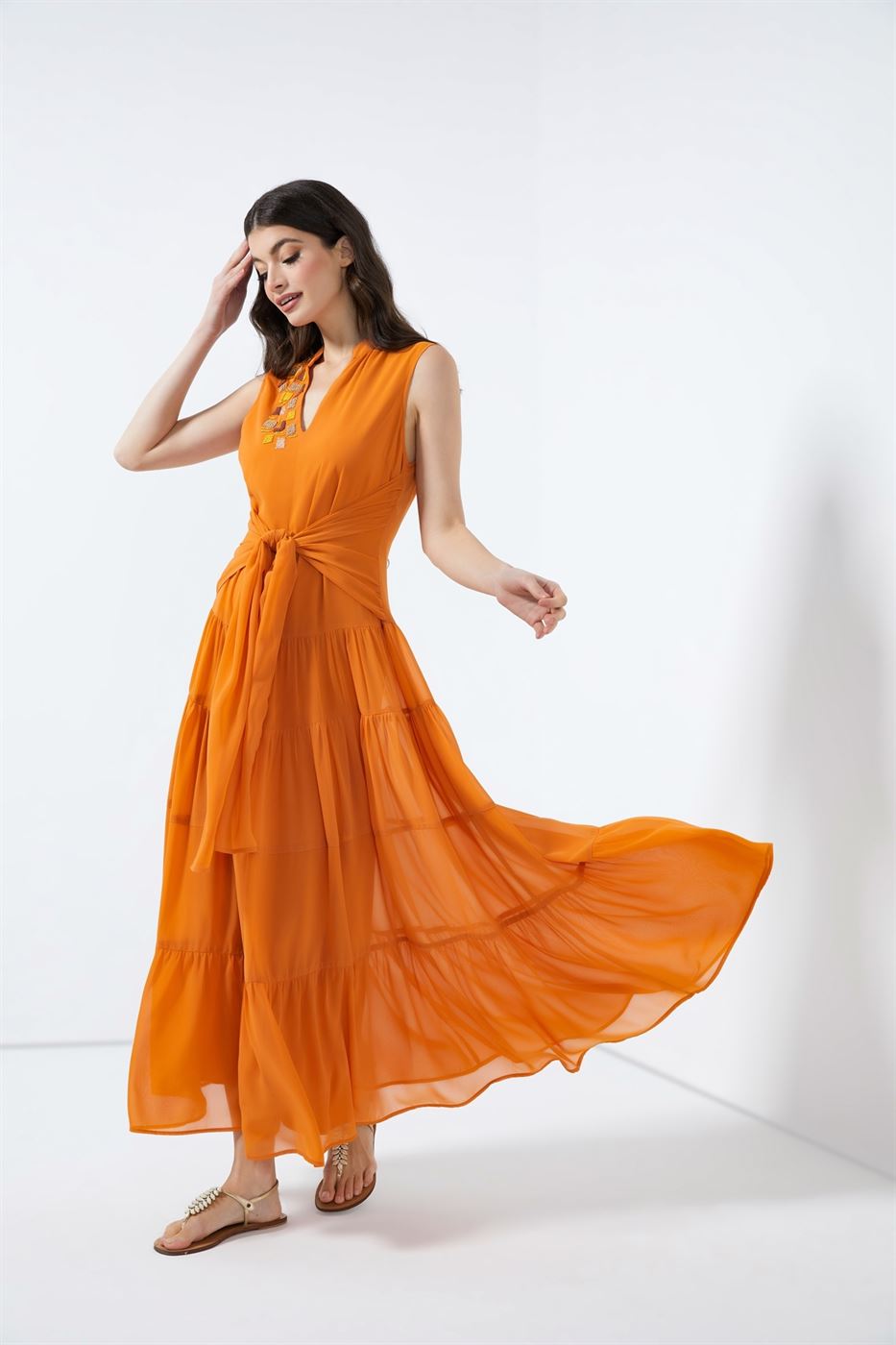 Ankle Length Tiered Printed Dress - Femi9 EG