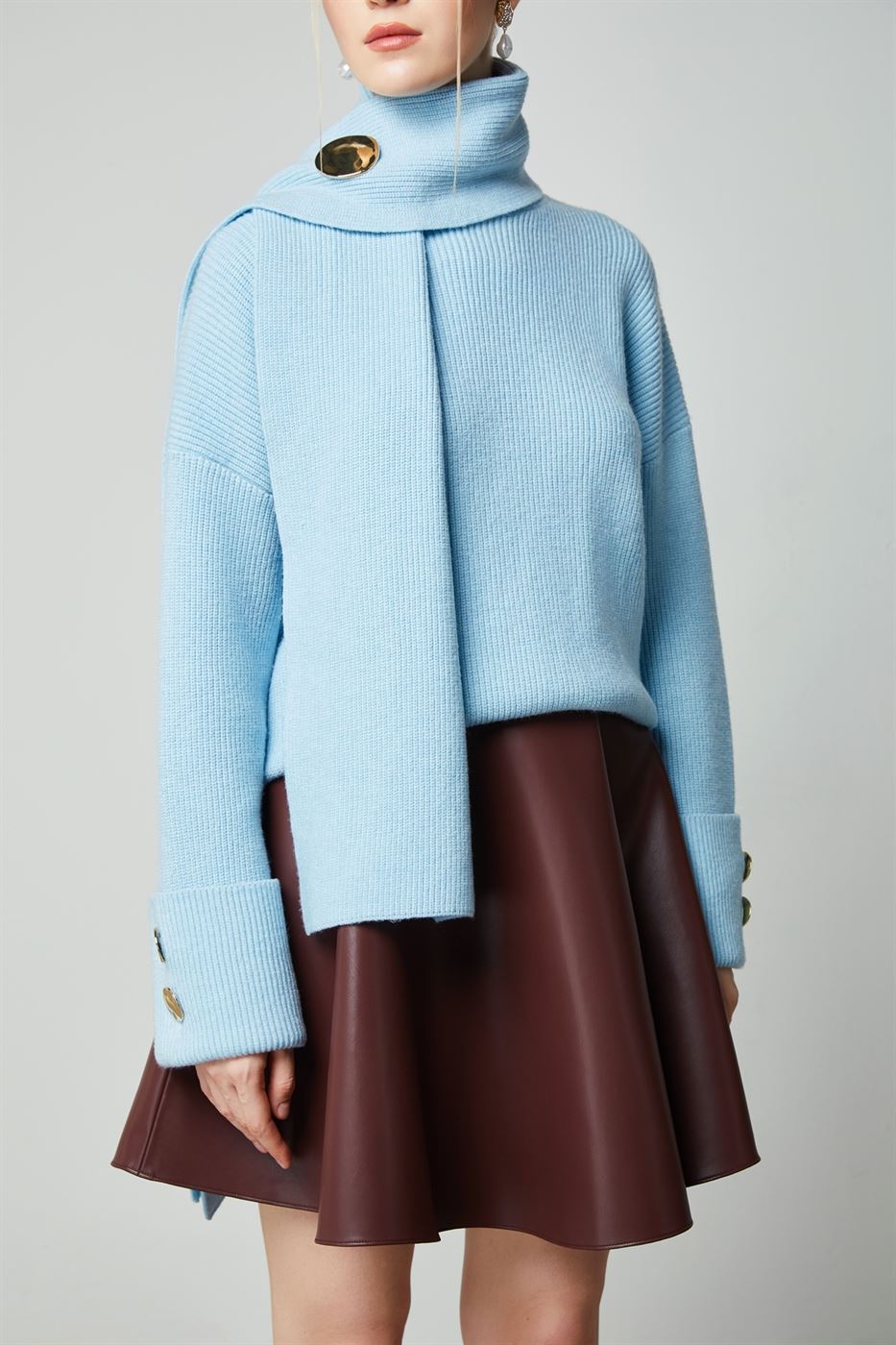 Oversized Ribbed Knit Pullover - Femi9 EG