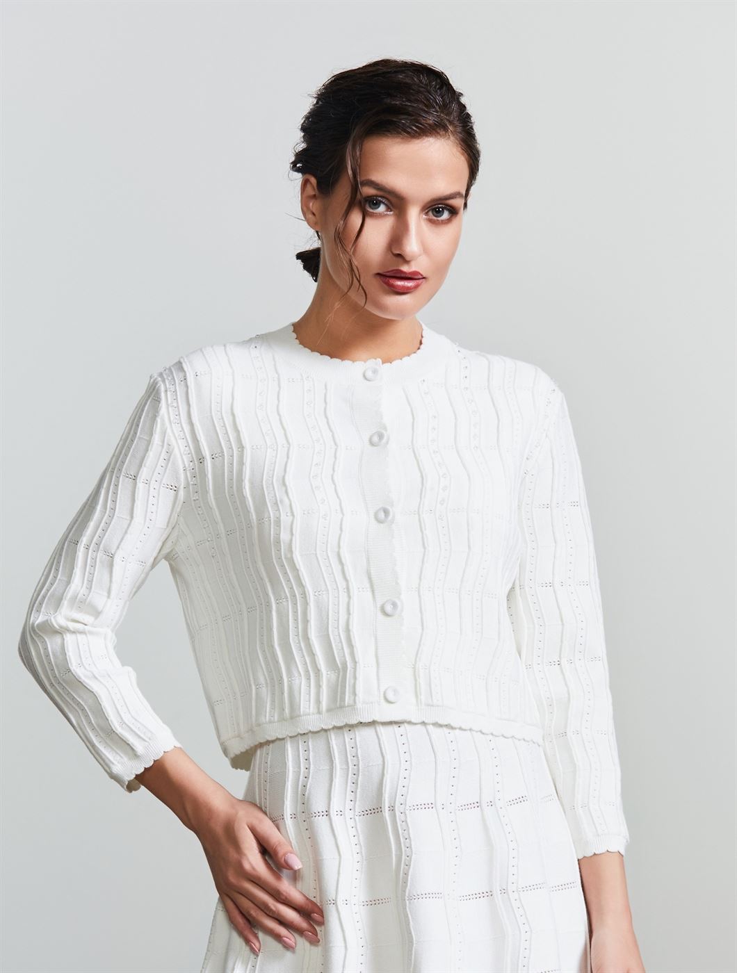 Cropped Knit Cardigan - Femi9 EG