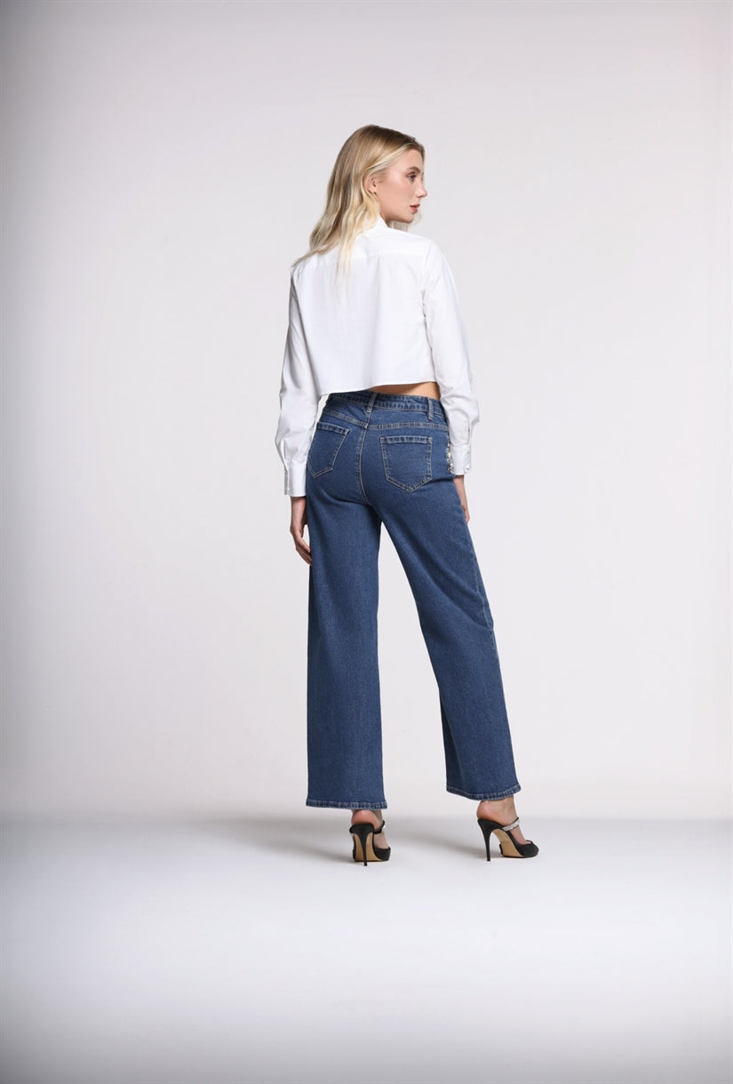 Embellished  Crop Shirt - Femi9 EG