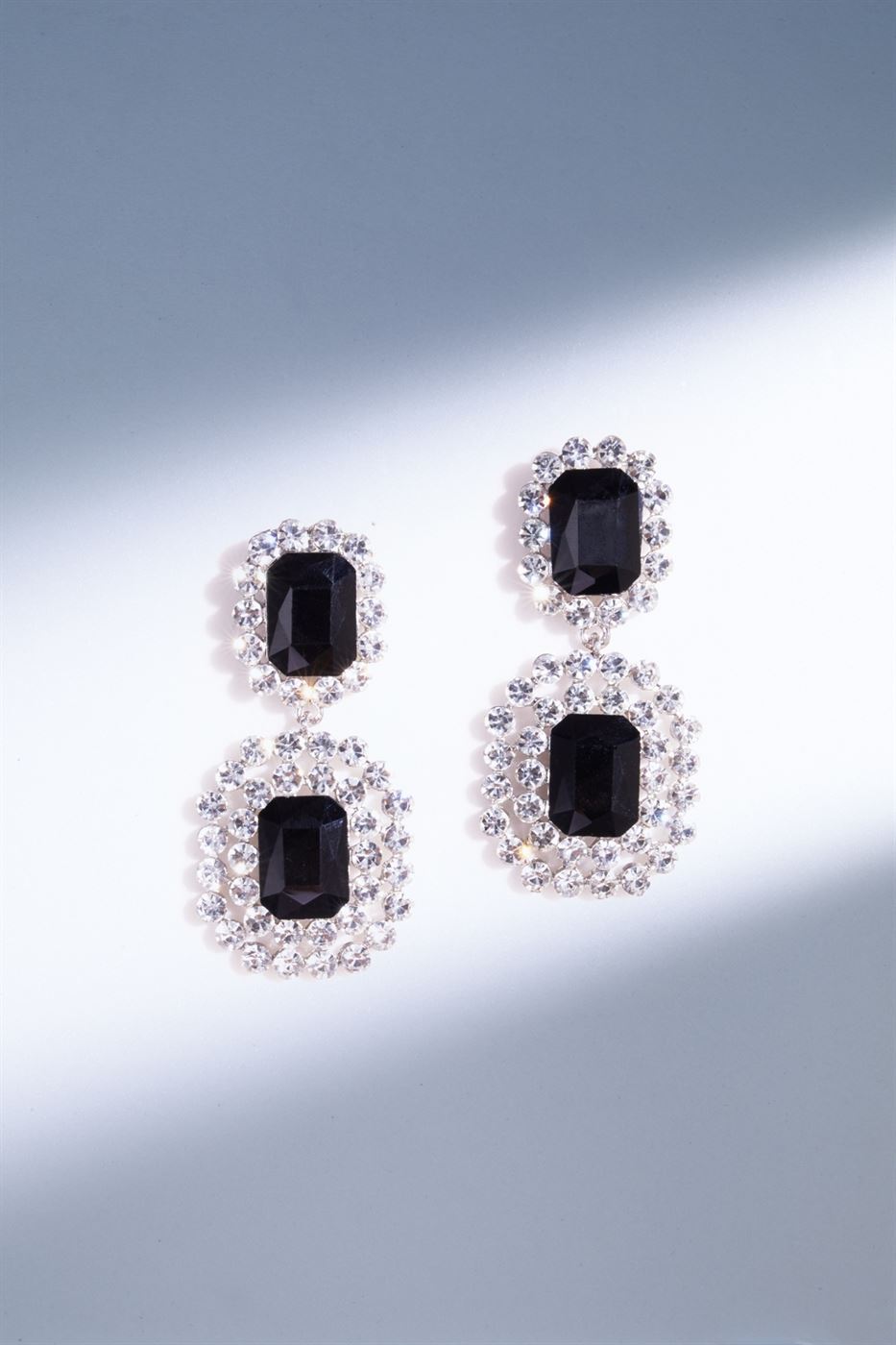 Faux Crystal Finish Double Drop Earrings - Femi9 EG