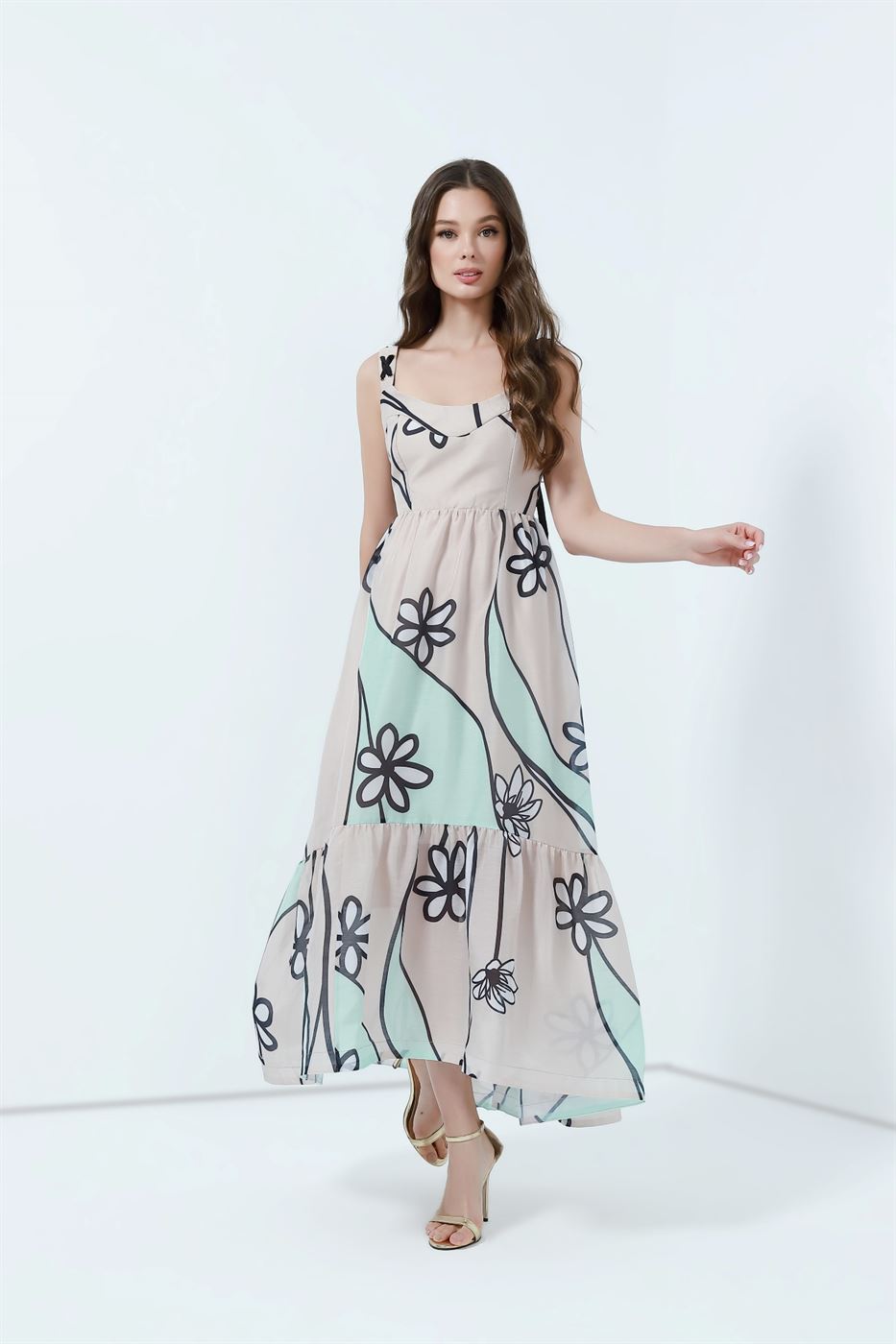 Full Length Printed Dress - Femi9 EG