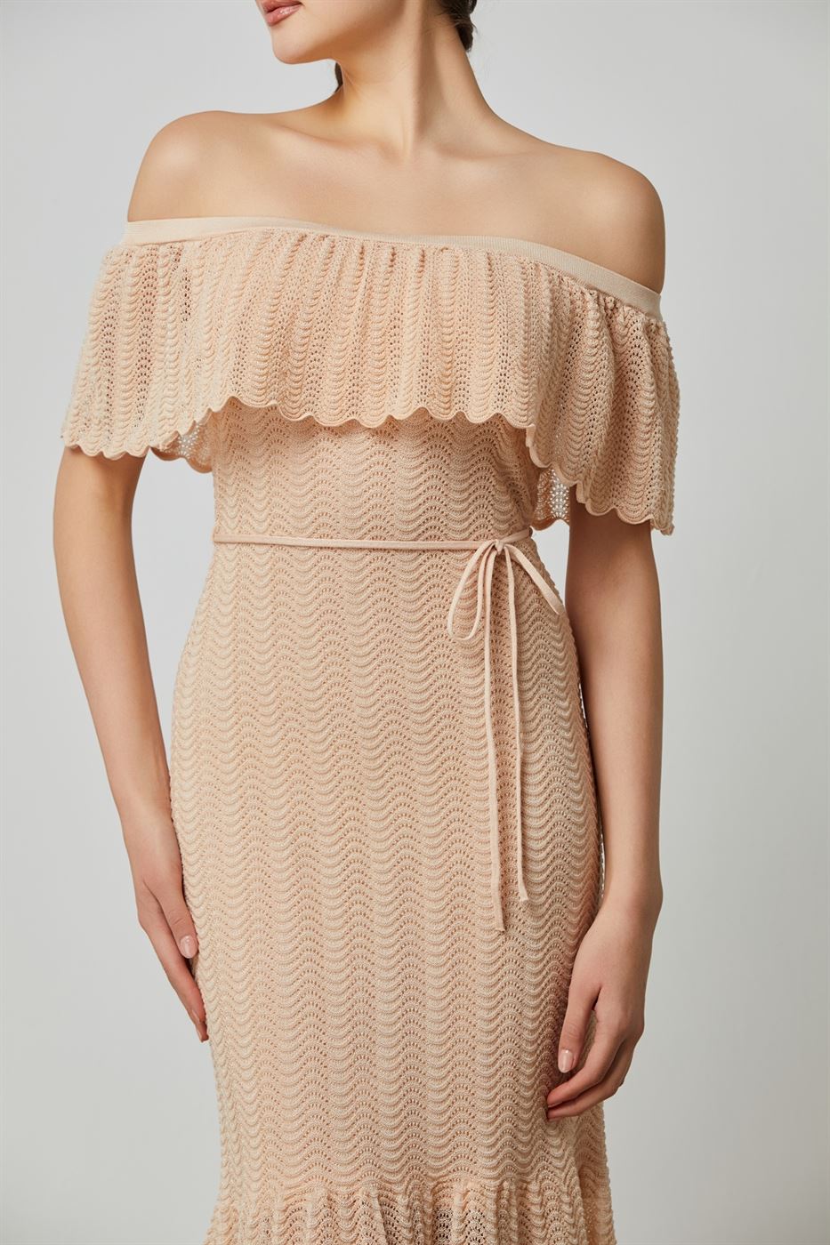 Off Shoulder Knitted Long Dress - Femi9 EG