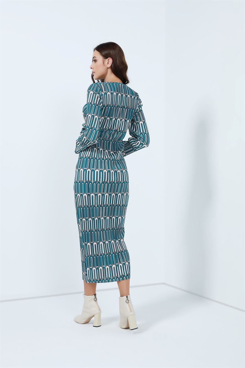 Pleated Printed Dress - Femi9 EG