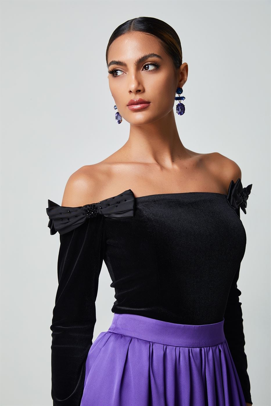 Off Shoulder Velvet Top - Femi9 EG