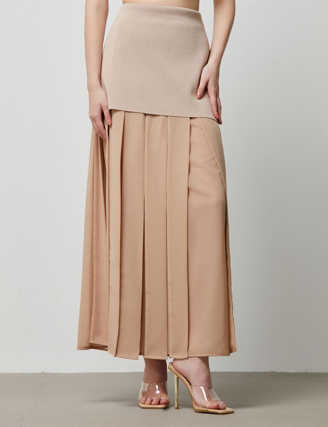 Chiffon Detail Knitted Skirt - Femi9 EG