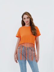T-Shirt With Fringe - Femi9 EG
