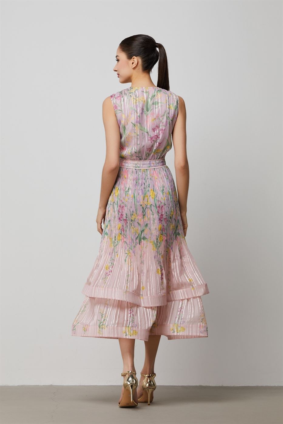 Chiffon Stripped Floral Dress - Femi9 EG