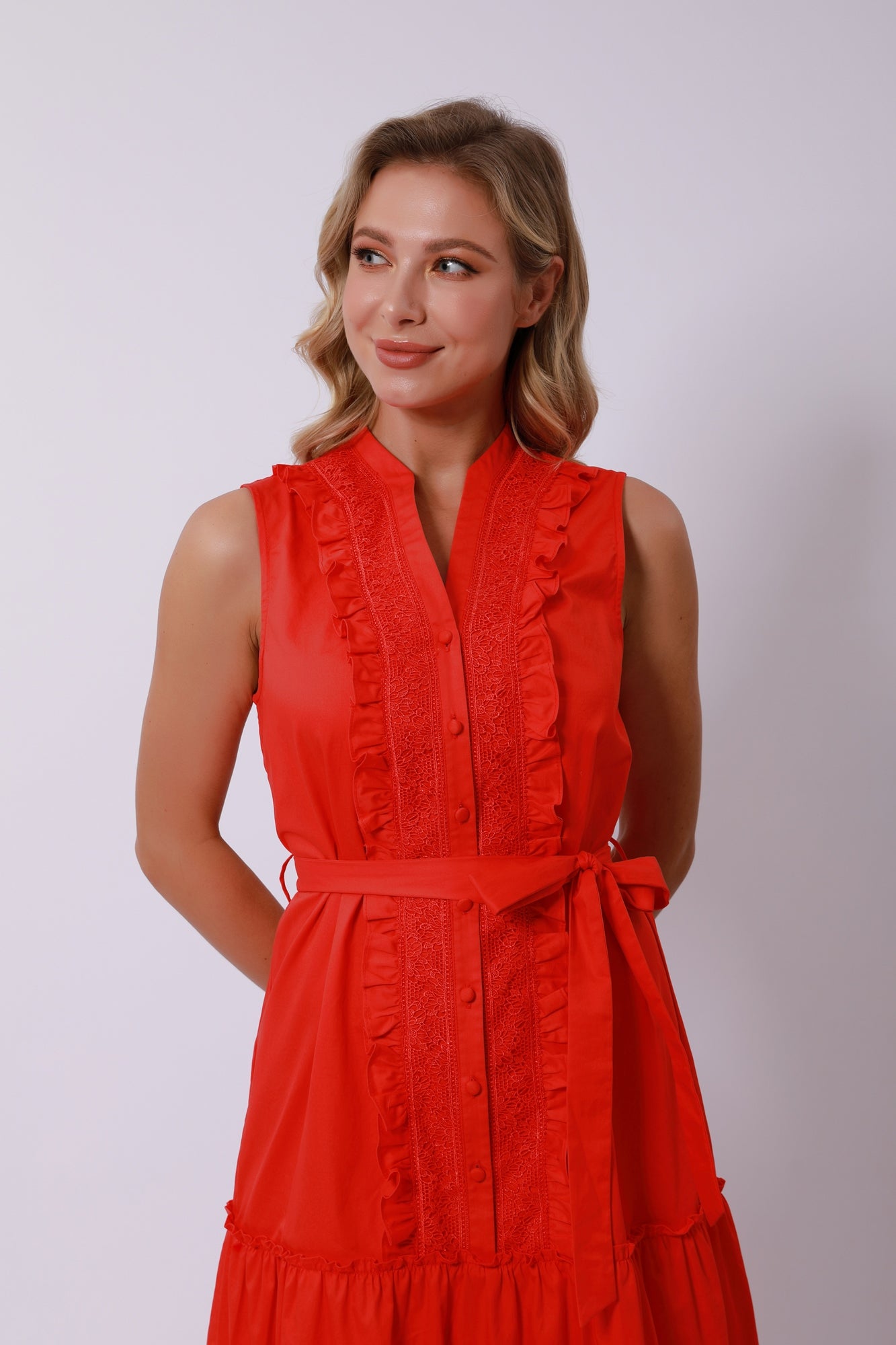 Tiered Tie Belt Dress - Femi9 EG