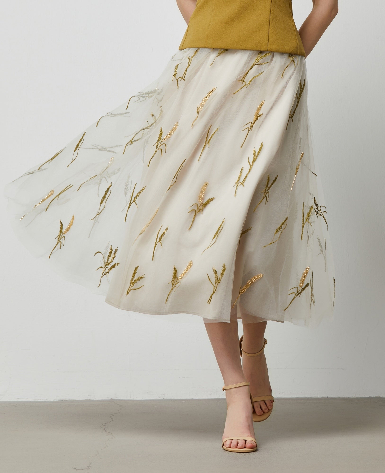 Feather Embellished A Line Skirt - Femi9 EG
