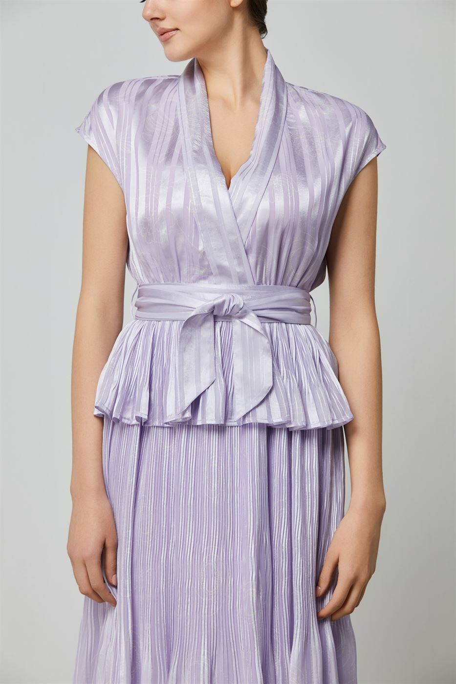 Pleated Tie-Waist Dress - Femi9 EG