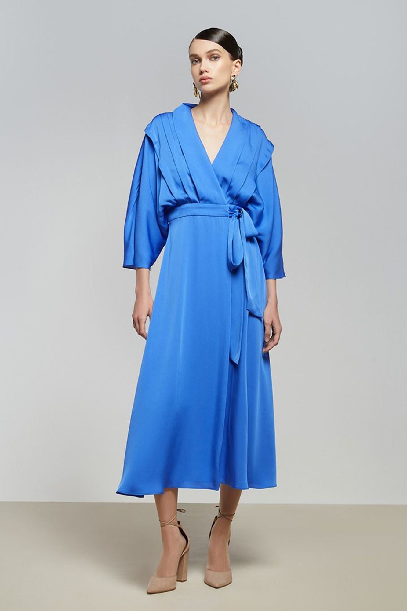 Bat Sleeve Satin Dress - Femi9 EG
