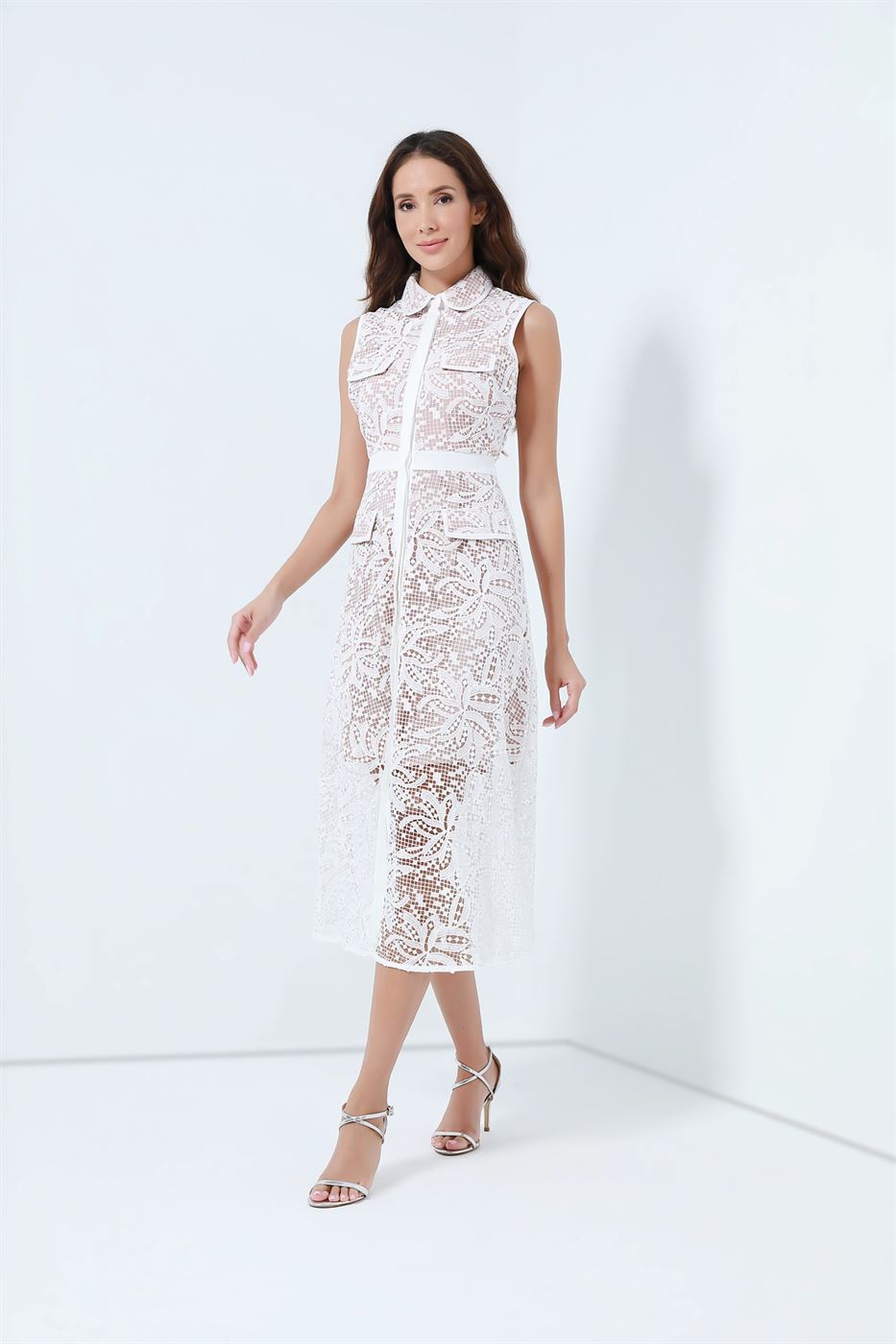 All Lace Midi Lenth Dress - Femi9 EG