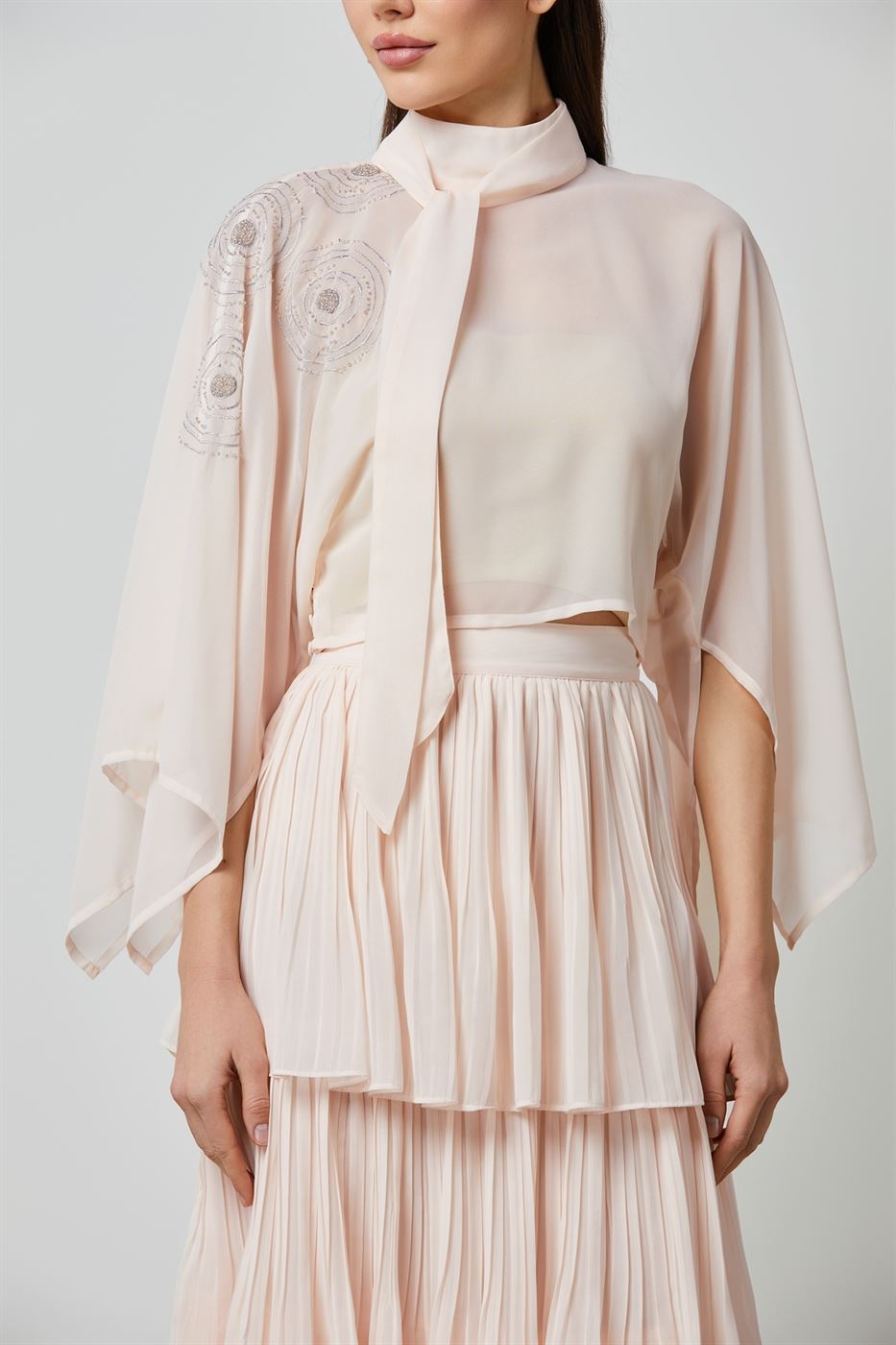 Chiffon Blouse With Scarf - Femi9 EG