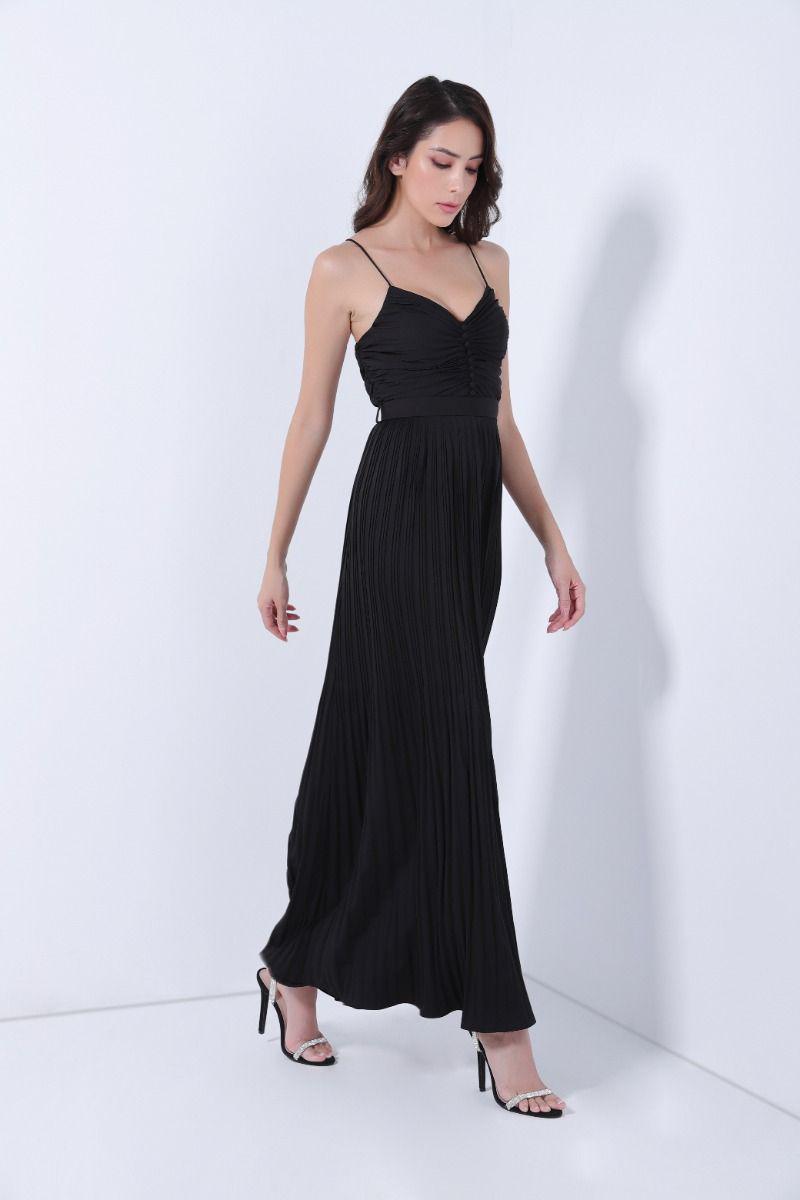 Pleated Full Length Dress - Femi9 EG