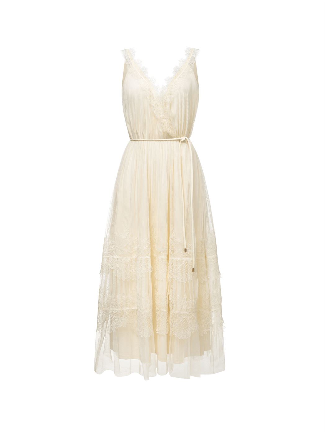 Crossover Front Lace Trimming Dress - Femi9 EG