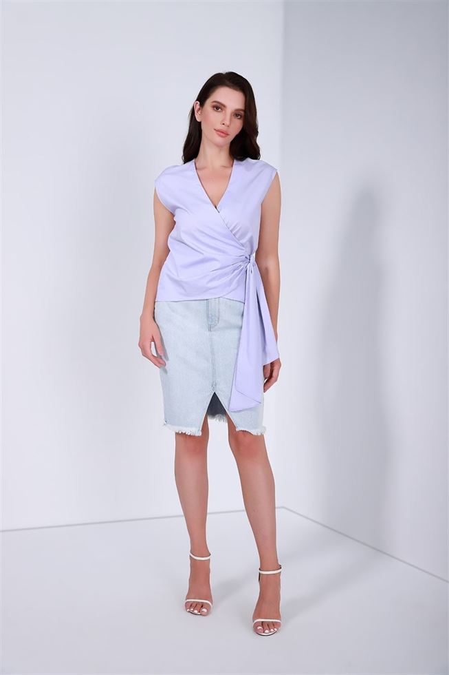 High Waisted Denim Skirt - Femi9 EG