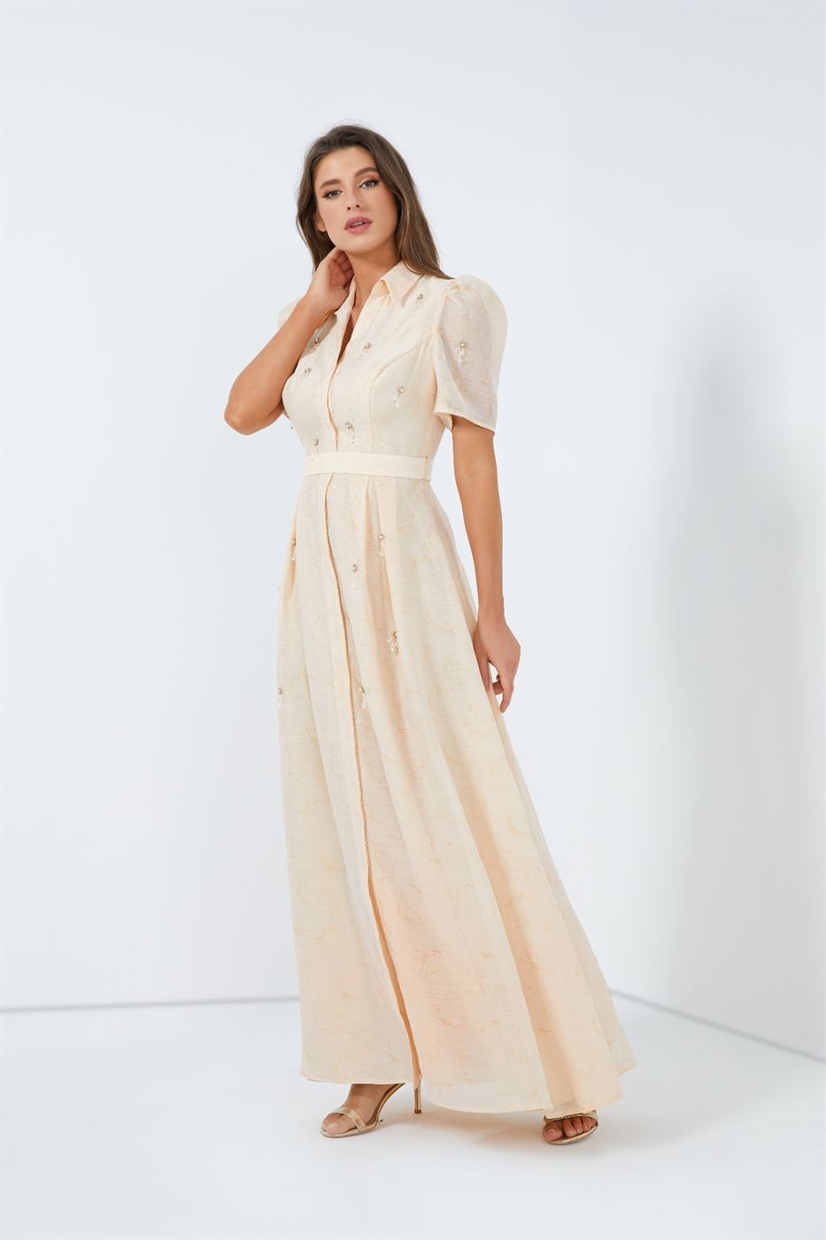 Embellished Short Sleeves Dress - Femi9 EG