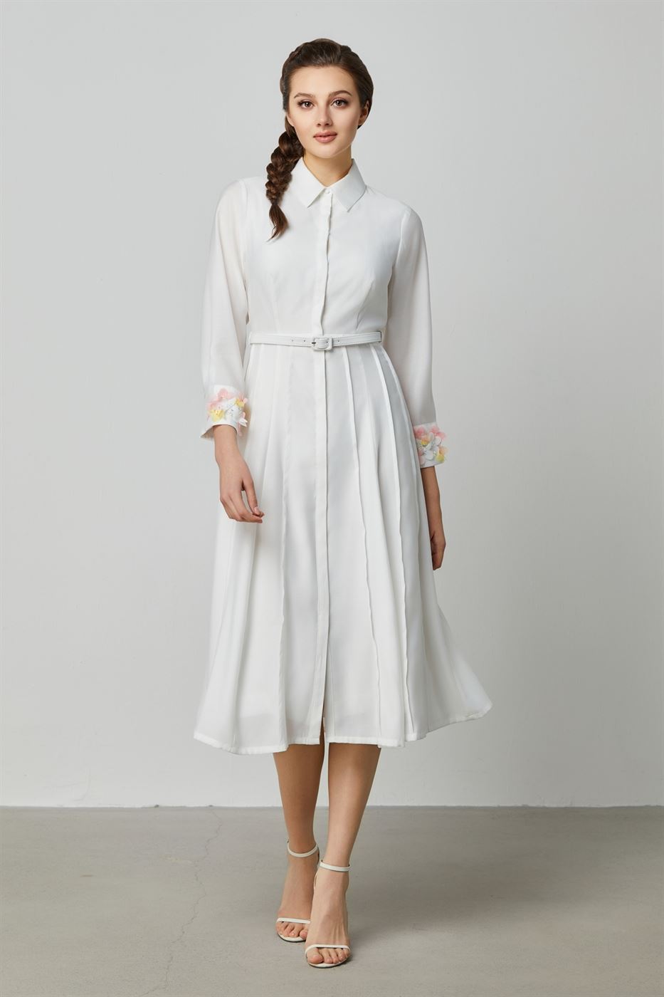 Floral Cuff Belted Midi Dress - Femi9 EG