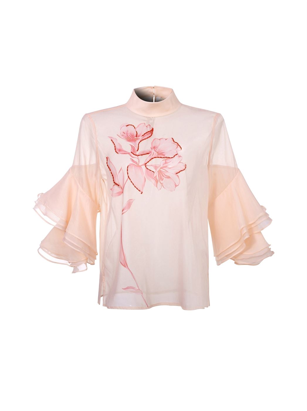 Floral Detail Ruffles Blouse - Femi9 EG
