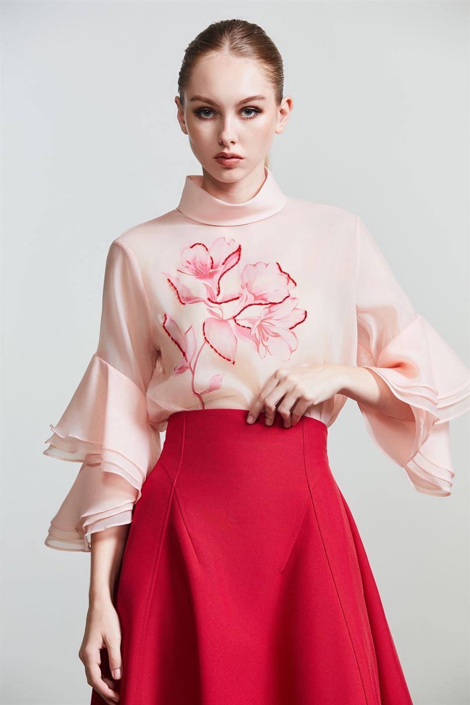 Floral Detail Ruffles Blouse - Femi9 EG