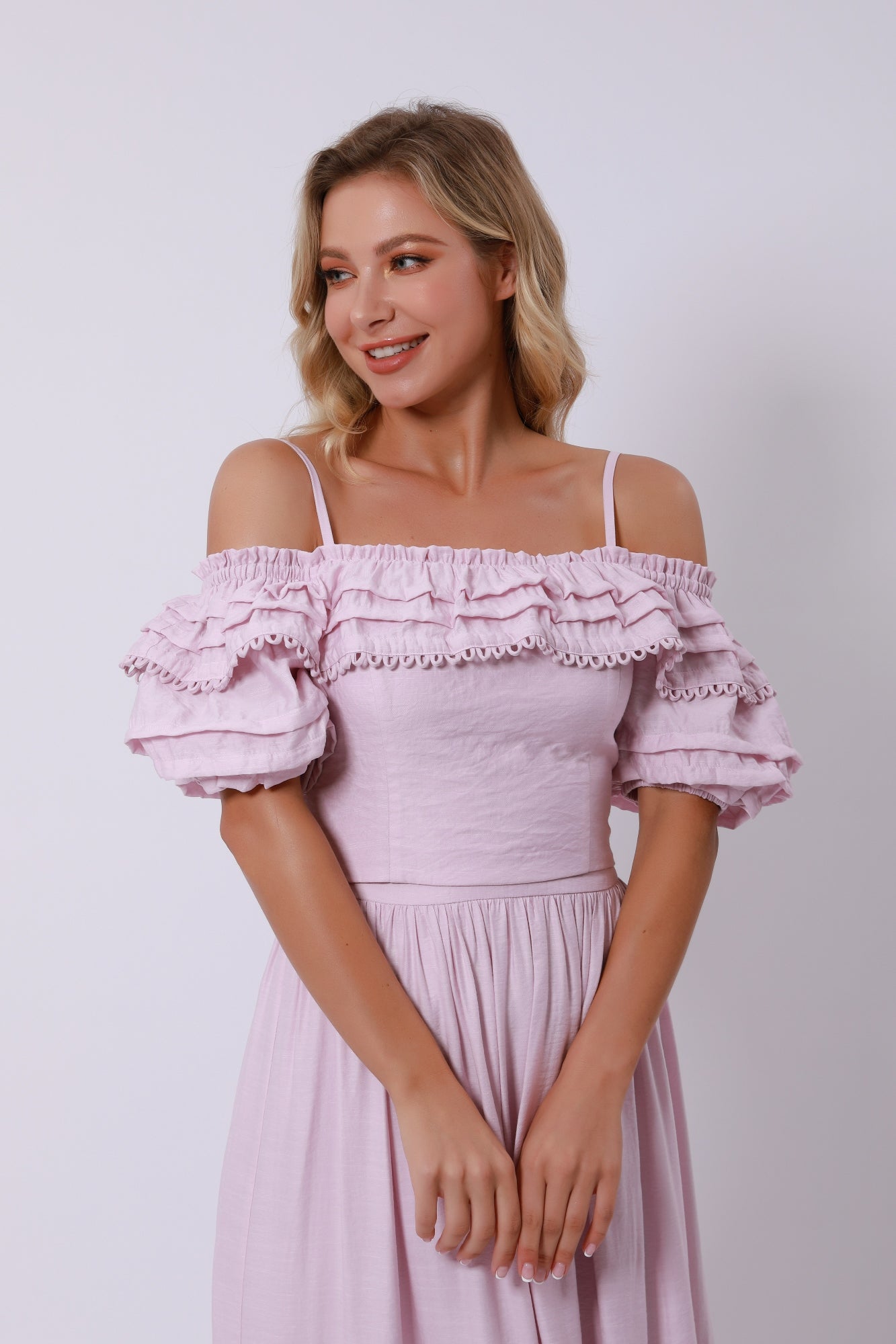 Ruffles Trimmed Off Shoulder Top - Femi9 EG