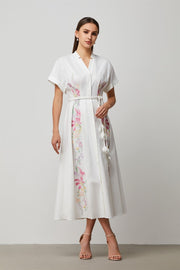 Floral Print Belted Dress - Femi9 EG