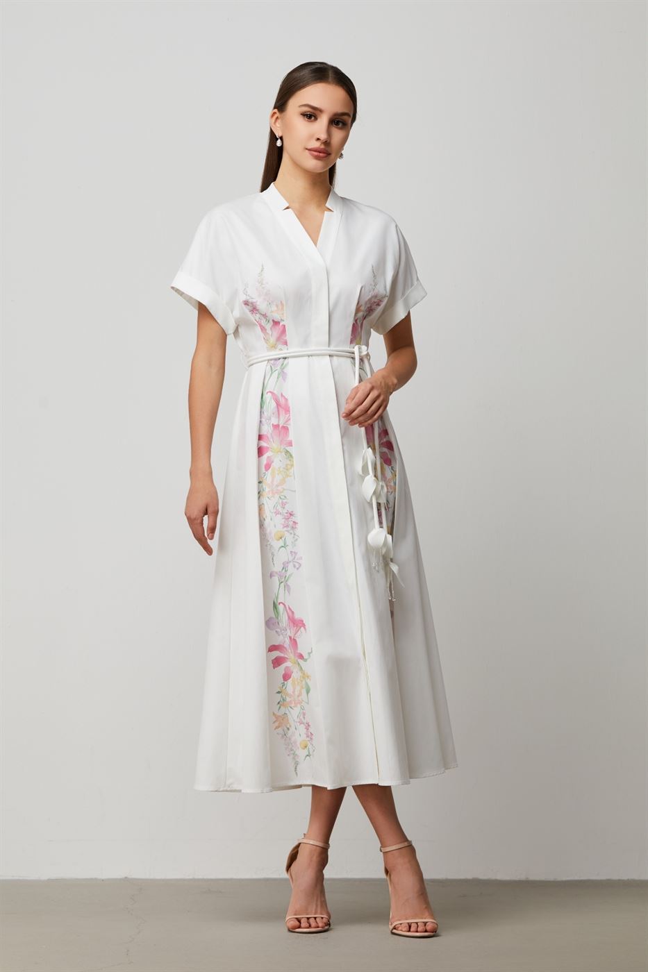 Floral Print Belted Dress - Femi9 EG
