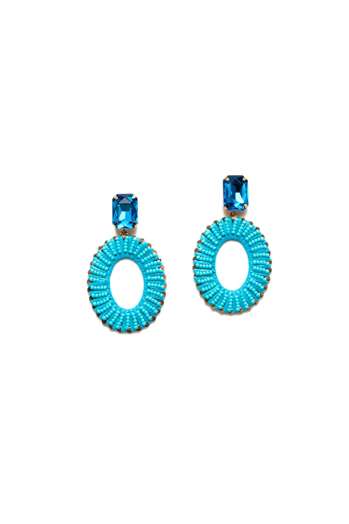Blue Oval Earrings - Femi9 EG