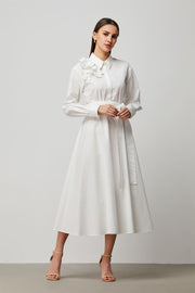 Flower Applique Shirt Dress - Femi9 EG