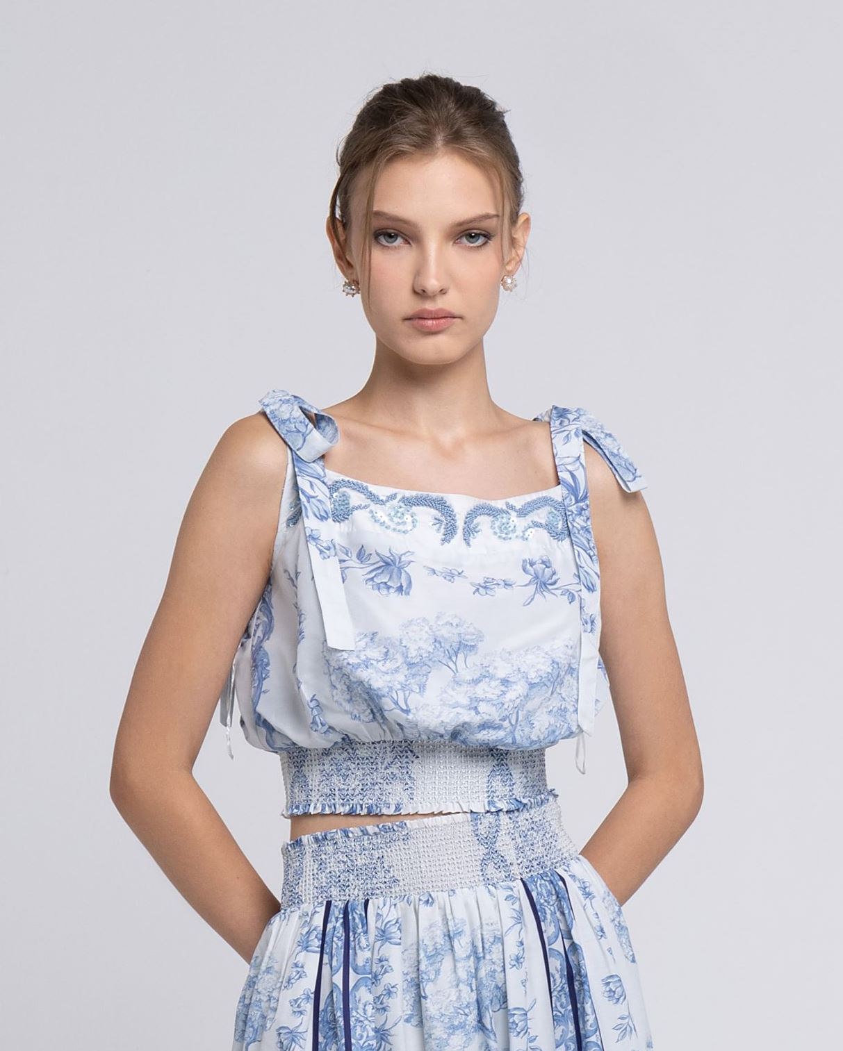 Printed Beaded Top - Femi9 EG