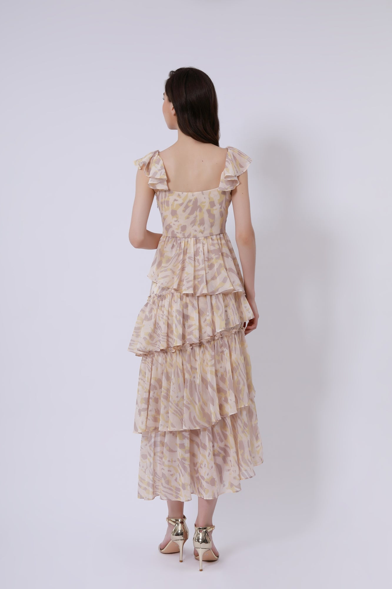 Printed Layered Ruffles Dress - Femi9 EG