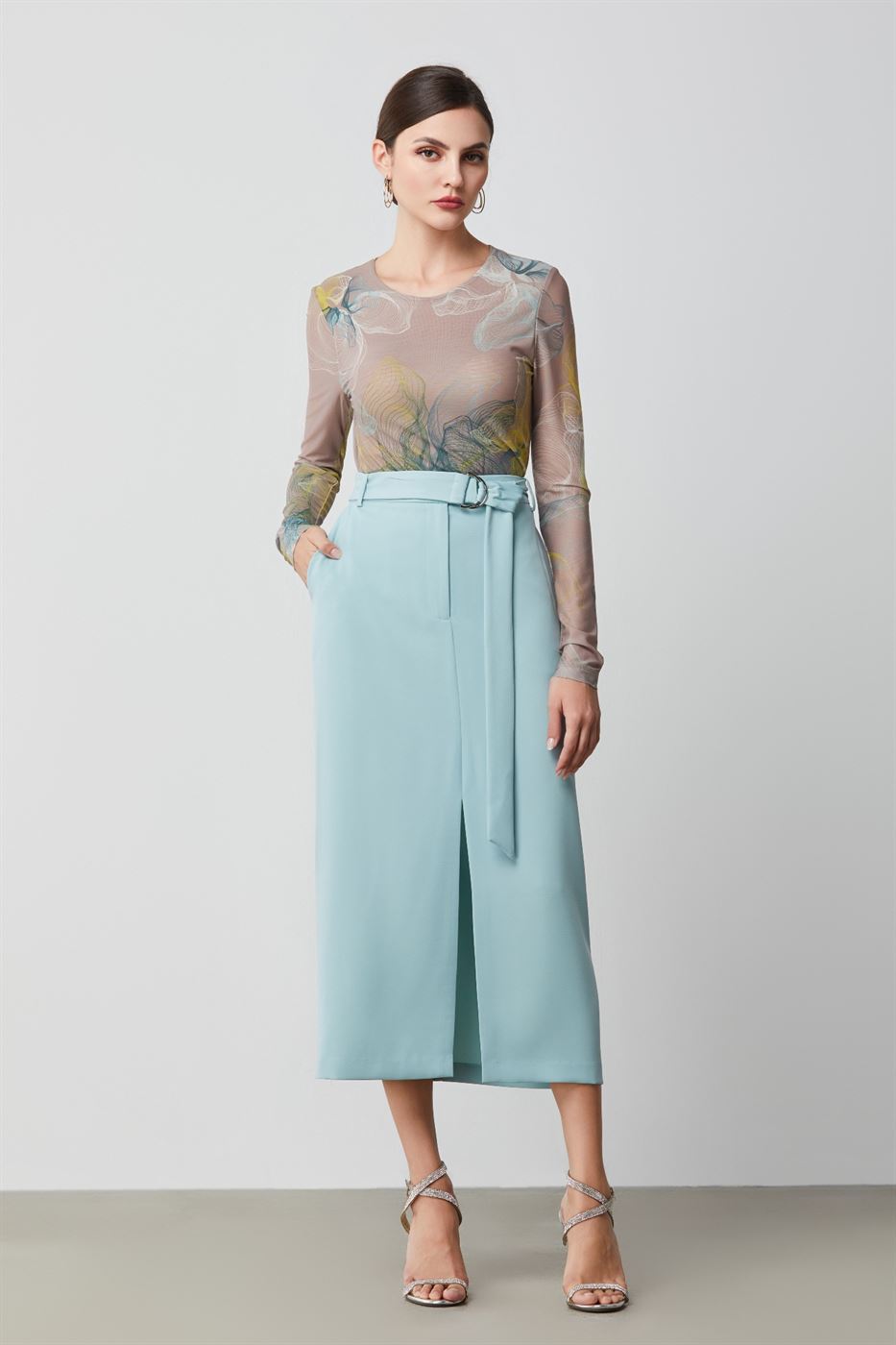 Buckle Belted Column Skirt - Femi9 EG